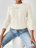 Cable-Knit Round Neck Long Sleeve Sweater