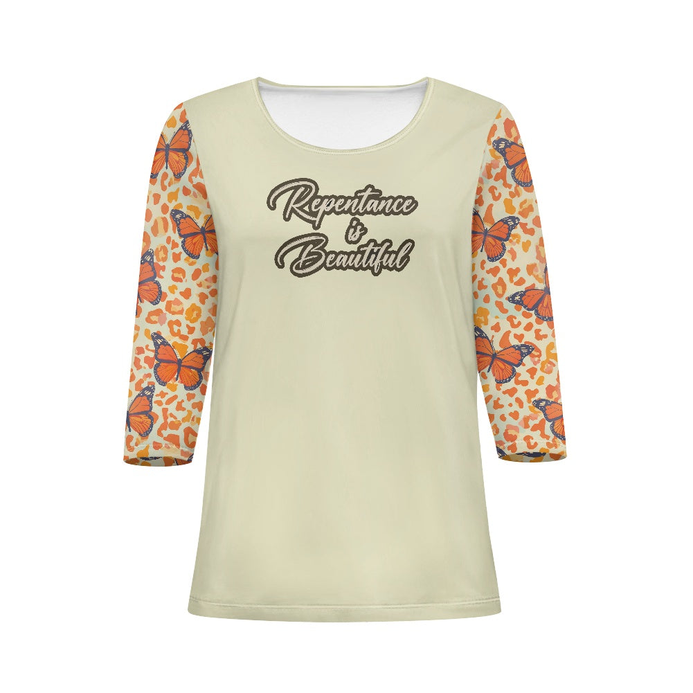 Repentance Is Beautiful Women's three quarter sleeve top