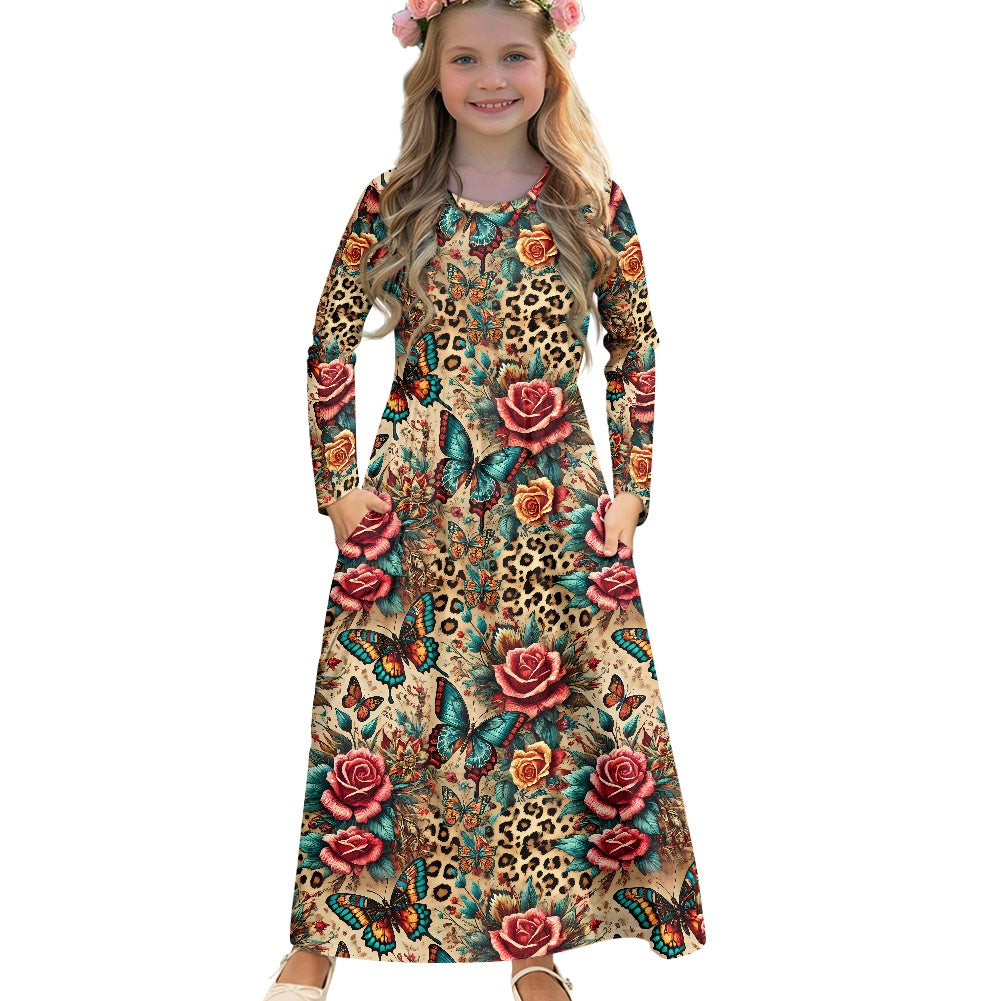 Children's Long Sleeve Modest  Dress