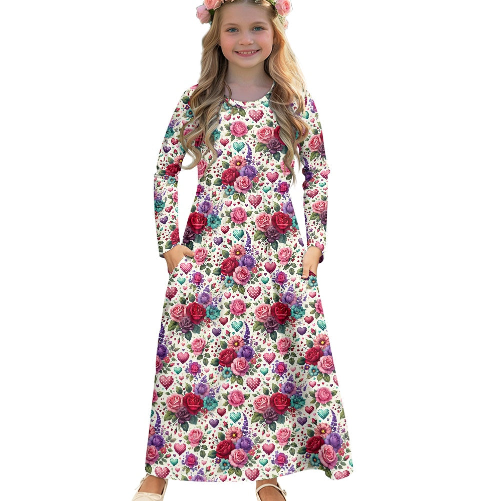 Children's Long Sleeve Modest  Dress