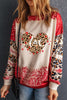 Red love Leopard Bleached Heart Graphic Sweatshirt