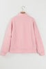 Light Pink Solid Textured Half Zipper Collared Sweatshirt