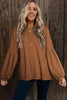 Brown Solid Color Textured Pullover Casual Long Sleeve Top