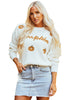 White Pumpkin Yarn Stitch Ribbed Knit Sweater