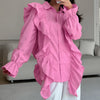 French Lapel Design Ruffled Shirt