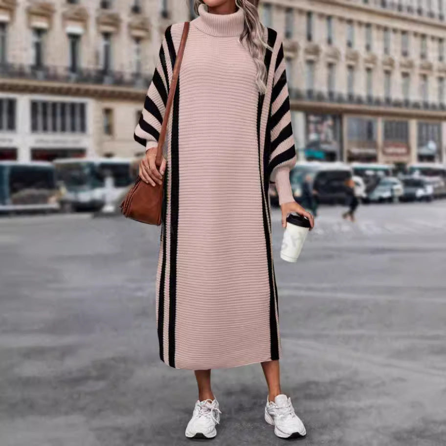 Casual  Style Striped Long Knitted Dress