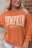 Orange Crinkle Ribbed PUMPKIN Spice Graphic Crewneck Sweatshirt