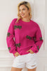 Rose Red Fierce Animal Pattern Casual Knitted Sweater