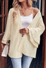 Apricot Solid Color Bell Sleeve Open Front Blouse