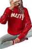 Racing Red Merry Graphic Sequin Sleeve Christmas Sweater