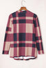 Red Plaid Casual Draped Open Front Cardigan