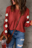 Red Christmas Tree Patch Long Sleeve Casual Top