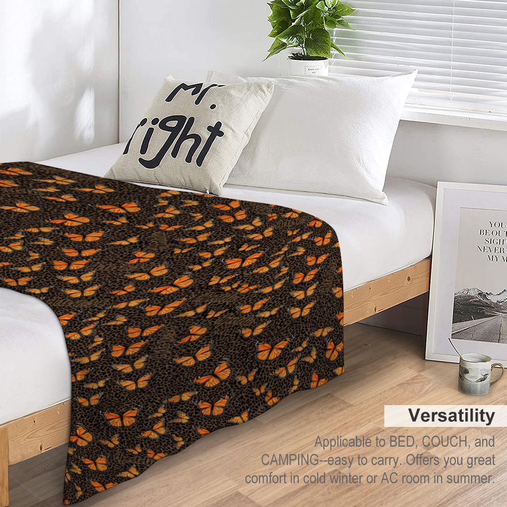 Butterfly leopard print apostolic 60" × 80" Custom Blankets Thin Flannel Blanket 1 Side Printing