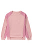 Apricot Pink Waffle and Ribbed Patchwork Sweatshirt