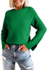 Dark Green Textured Knit Split Cuff Drop Shoulder Loose Sweater