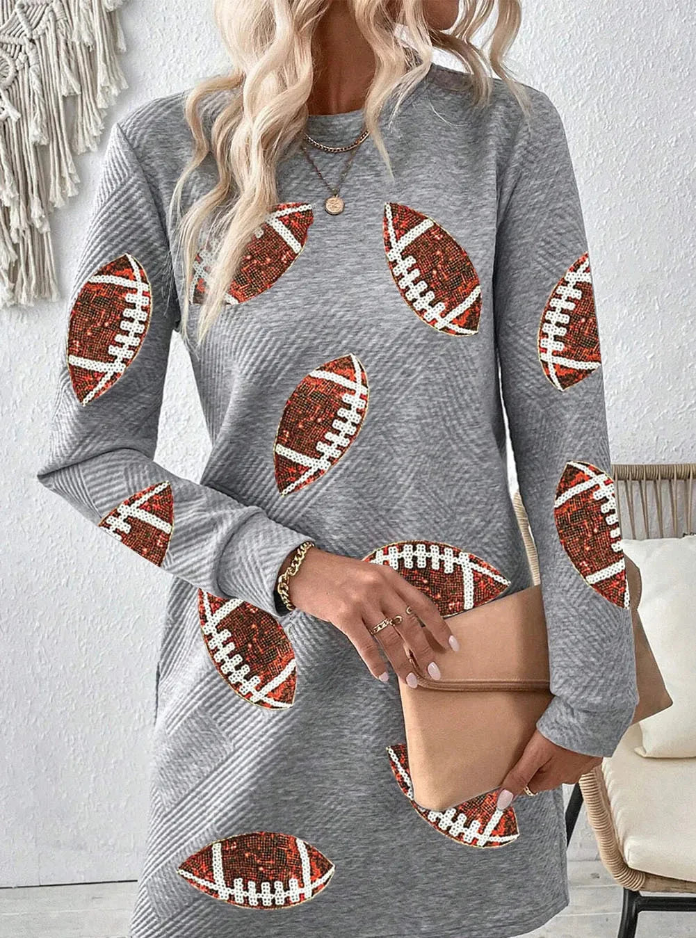 Sequin Football Long Sleeve Tunic