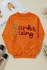 Russet Orange Thanksgiving Tinsel Drop Shoulder Crew Neck Sweater