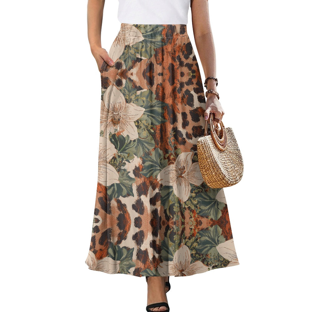 Printed Double Pocket Skirt