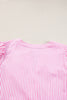 Pink Ricrac Block Accent Puff Short Sleeve Flowy Plus Tunic