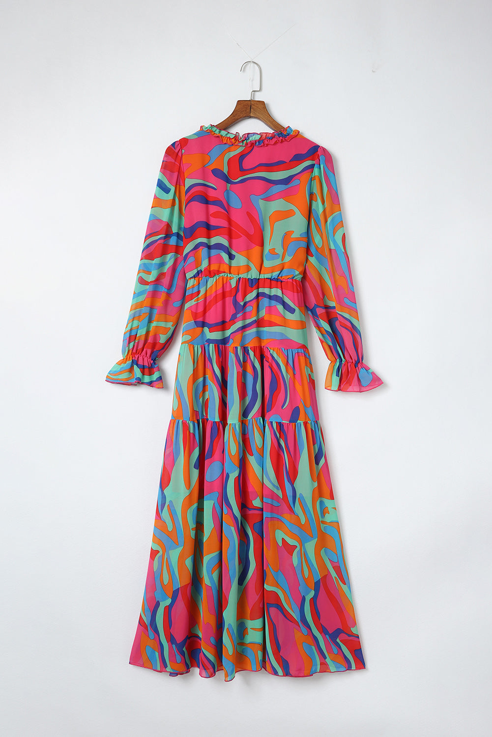 Multicolor Wild Lotus Ruffle Tiered Maxi Dress