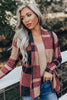 Red Plaid Casual Draped Open Front Cardigan