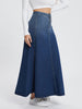 Button-Fly Hight Rise Denim Skirt