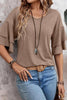 Dune Solid Color V Neck Double Layer Sleeve Loose T-Shirt