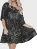 Full Size Sequin Round Neck Half Sleeve Tunic