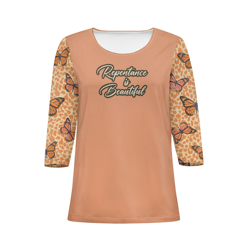 Repentance Is Beautiful Women's three quarter sleeve top