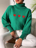 Heart Turtleneck Long Sleeve Sweater