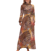 Custom Women's Long Sleeves High Neck Dress Casual Long Skirts