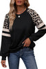 Black Leopard Print Patchwork Raglan Sleeve Sweatshirt