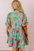 Green Plus Floral Print Puff Sleeve Tiered Shirt Tunic Dress