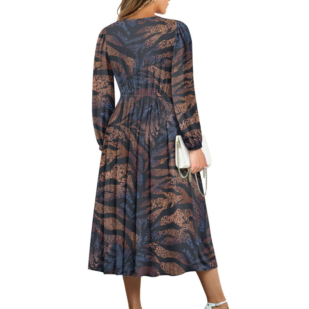 Waist Long Sleeve Tie Dress