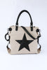 Beige Casual Star Patched Canvas Tote Bag