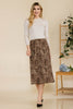 Celeste Full Size Leopard A-Line Midi Skirt