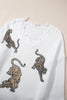 White Frayed Sequin Tiger Sweater