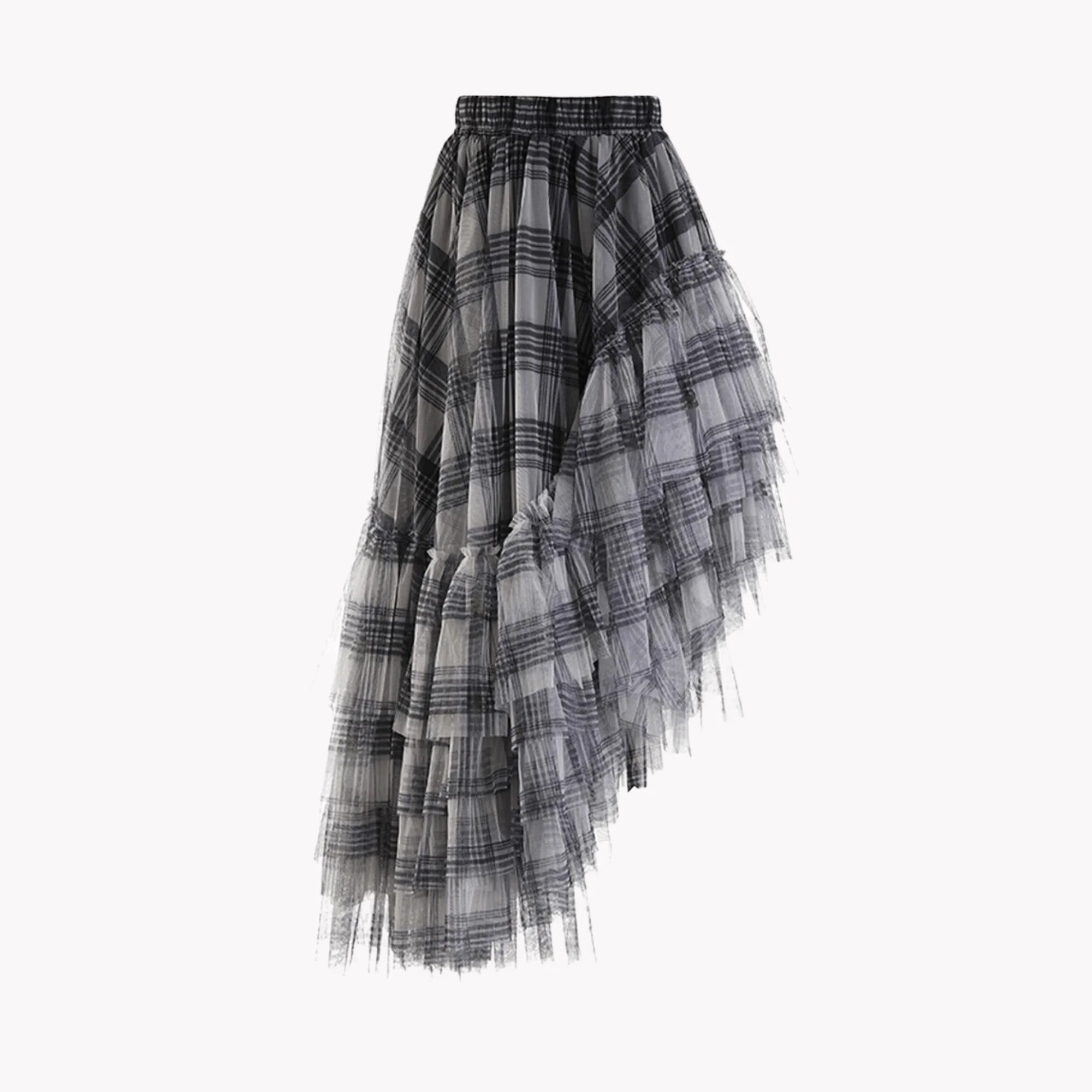 Plaid Irregular Asymmetrical Skirt